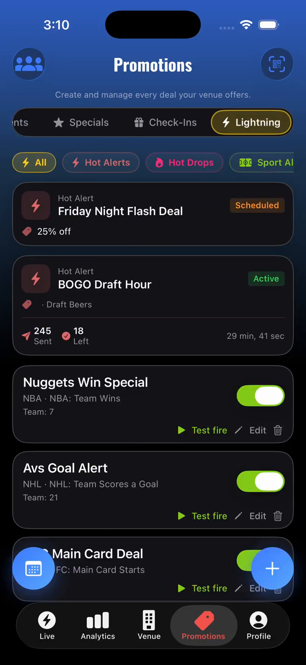 Venue Hot Alerts