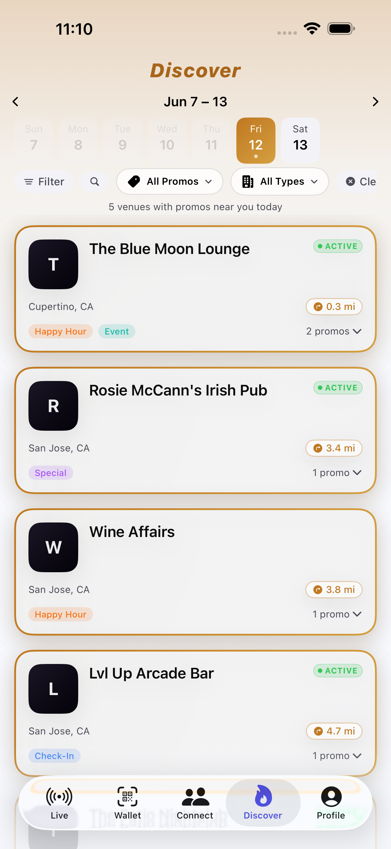 Discover showing nearby deals across multiple venues