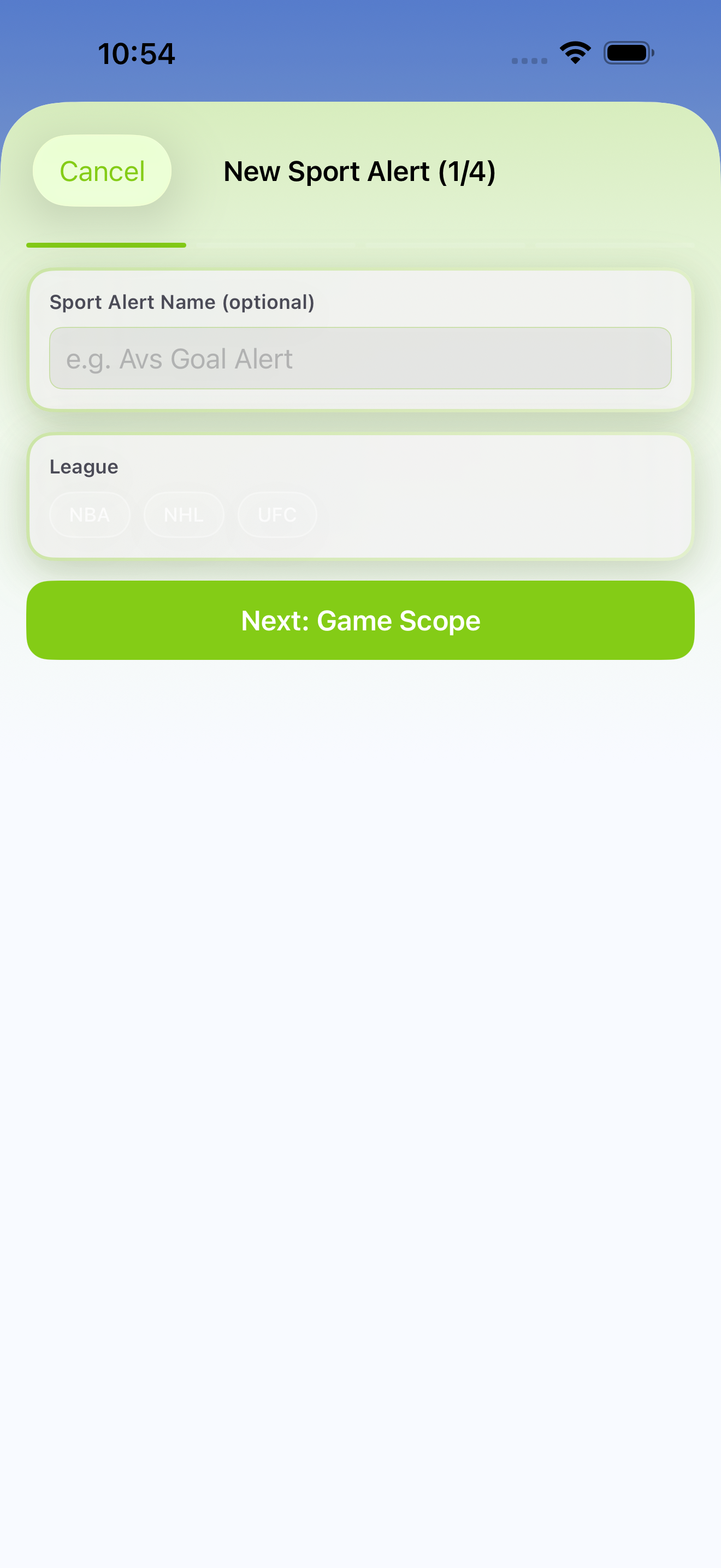 Create Sport Alert